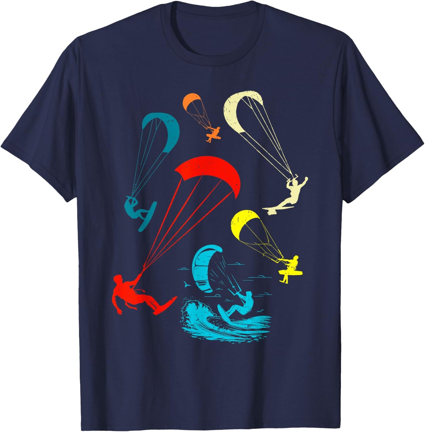 Retro Kitesurfing Kiteboard Kiteboarding Kiteboarder Men T-Shirt - T-Shirt | Navy