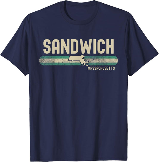 Sandwich MA | Massachusetts | Travel & 80s Style T-Shirt - T-Shirt | Navy
