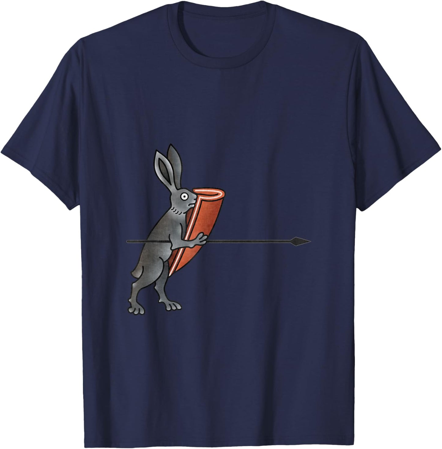 Guardian Rabbit Warrior - Medieval Marginalia - MargiKnights T-Shirt - T-Shirt | Navy