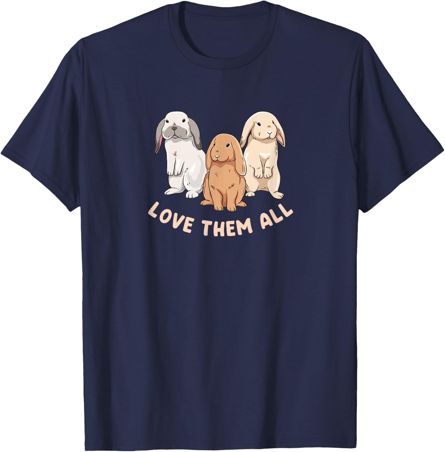 3 Cute Lop Bunnies Love Design for Bunny Owners T-Shirt - T-Shirt | Navy