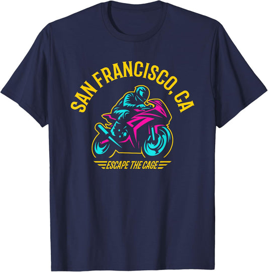 San Francisco California Sport Bike Motorcycle Racing Design T-Shirt - T-Shirt | Navy