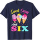 Kids Sweet Sassy And Six 6th Birthday Girl Ice Cream T-Shirt - T-Shirt | Navy