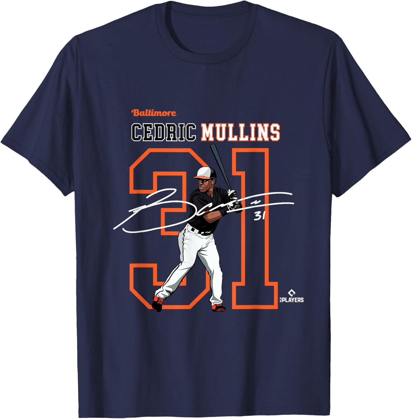 Cedric Mullins | Baltimore Baseball Players | MLBCMS3004 T-Shirt - T-Shirt | Navy
