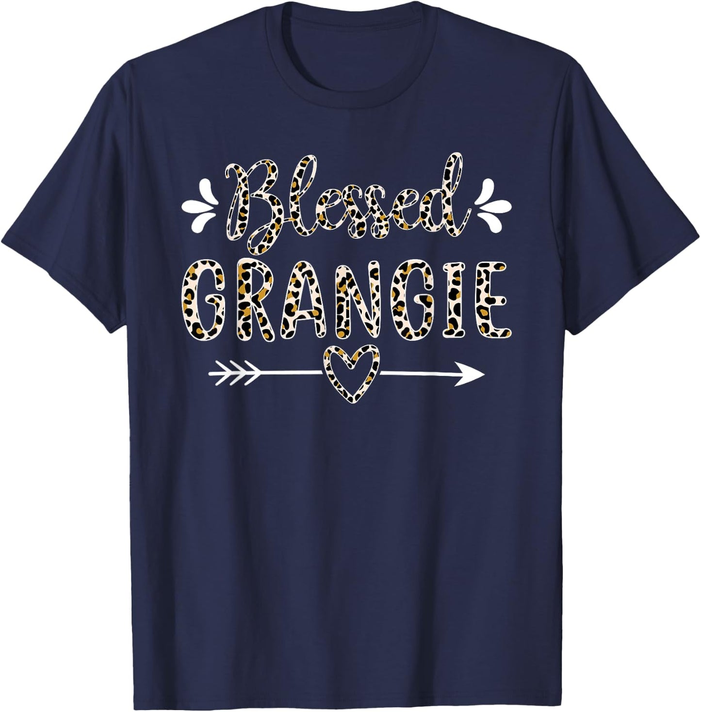 Blessed Grangie Grandma Grandmother Cute Leopard Mothers Day T-Shirt - T-Shirt | Navy