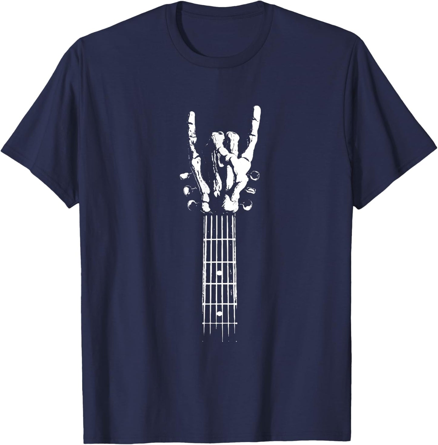 Rock On Hand Guitar Sign Heavy Hard Music , Black, S T-Shirt - T-Shirt | Navy