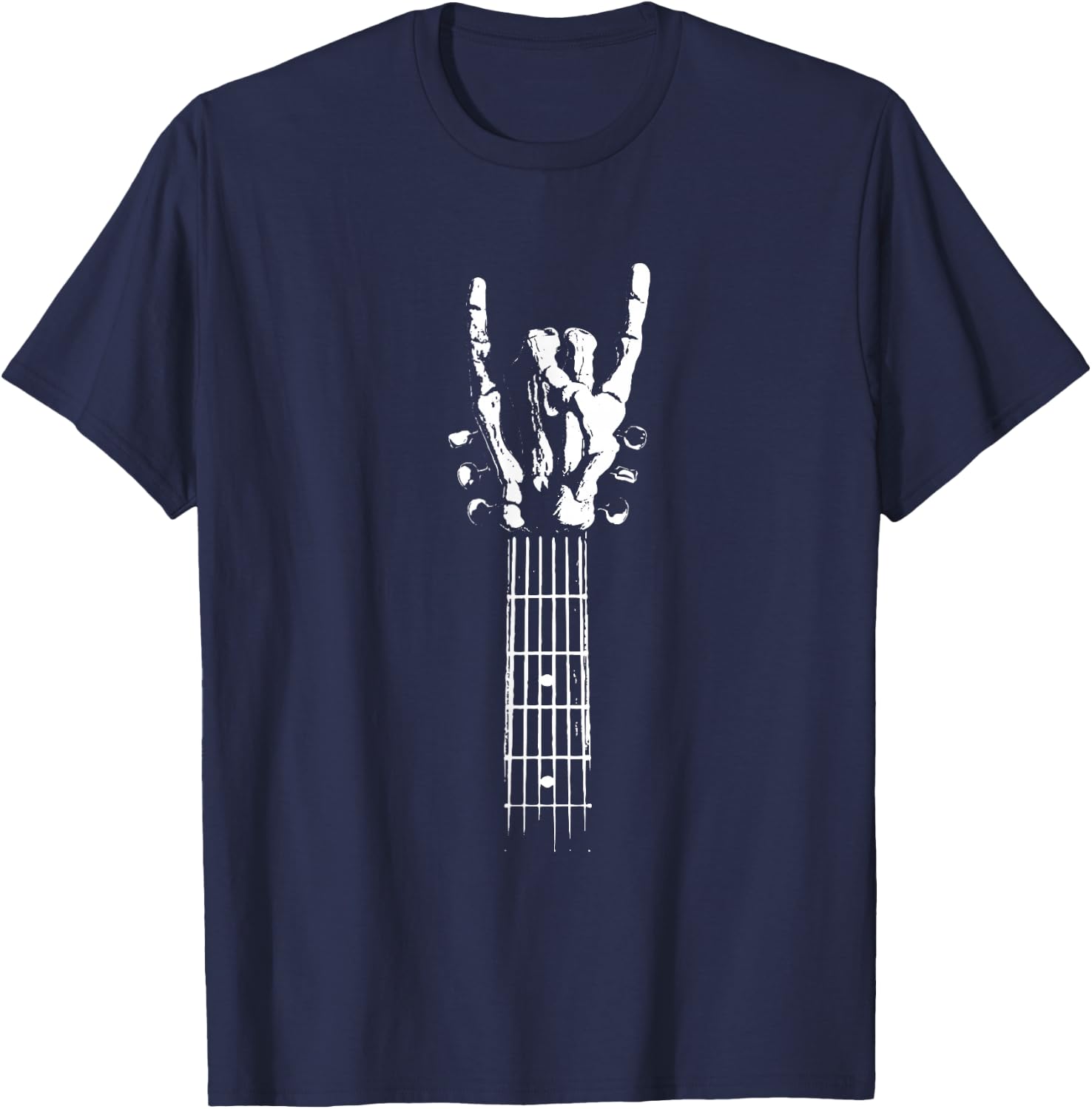 Rock On Hand Guitar Sign Heavy Hard Music , Black, S T-Shirt - T-Shirt | Navy