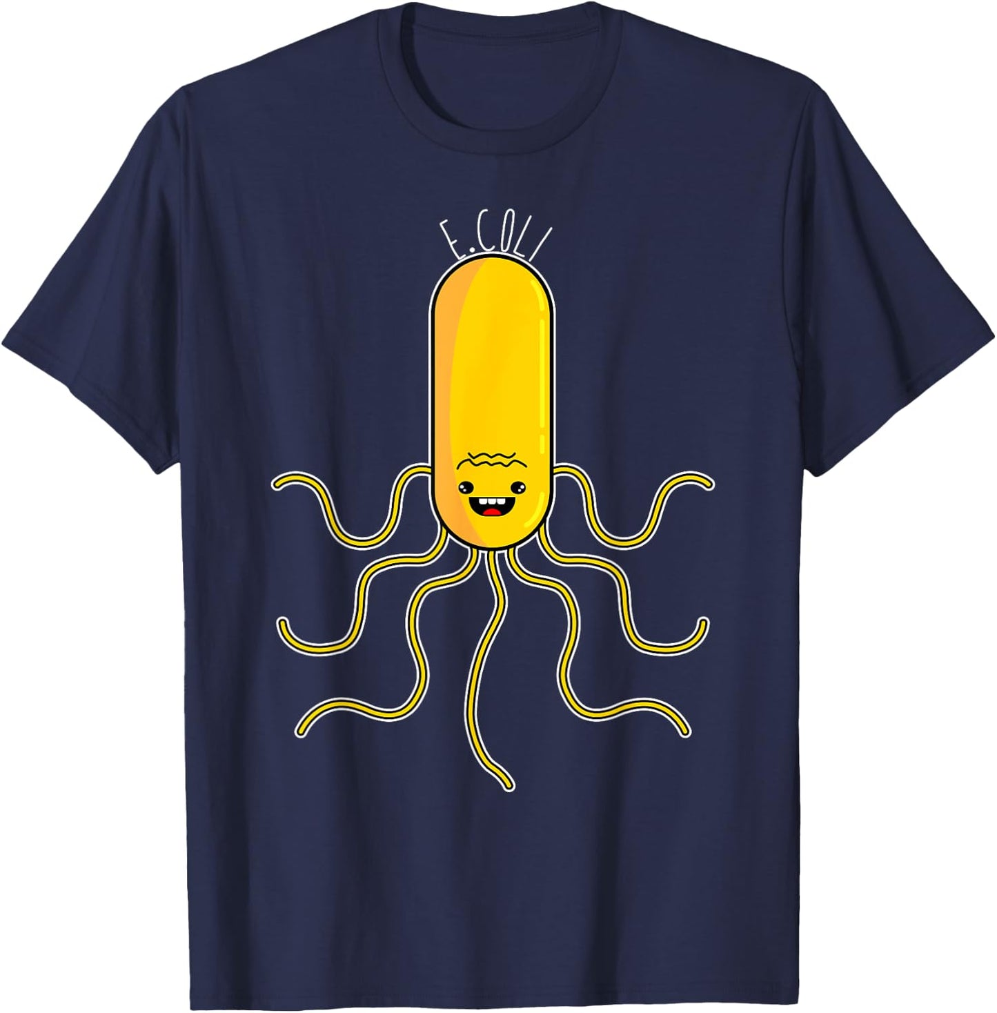 Cute Anime Style E. Coli Microorganism Microbiology T-Shirt - T-Shirt | Navy