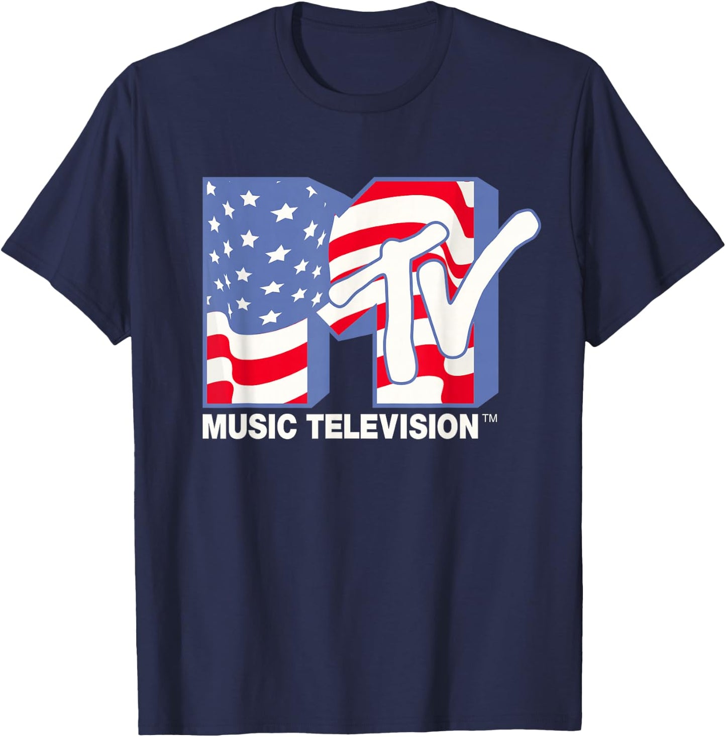 MTV Americana Flag Logo T-Shirt - T-Shirt | Navy