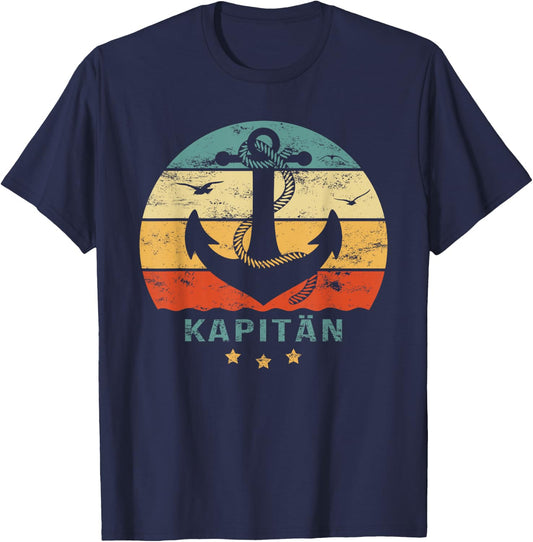 Men's Captain Anchor Design Boat Driving Licence for Captain , black, s T-Shirt - T-Shirt | Navy