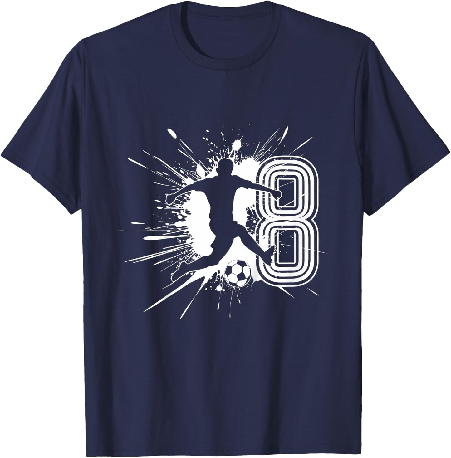 Kinder 8. Geburtstag Junge 8 Jahre Fussballer Fussball Geburtstags T-Shirt - T-Shirt | Navy