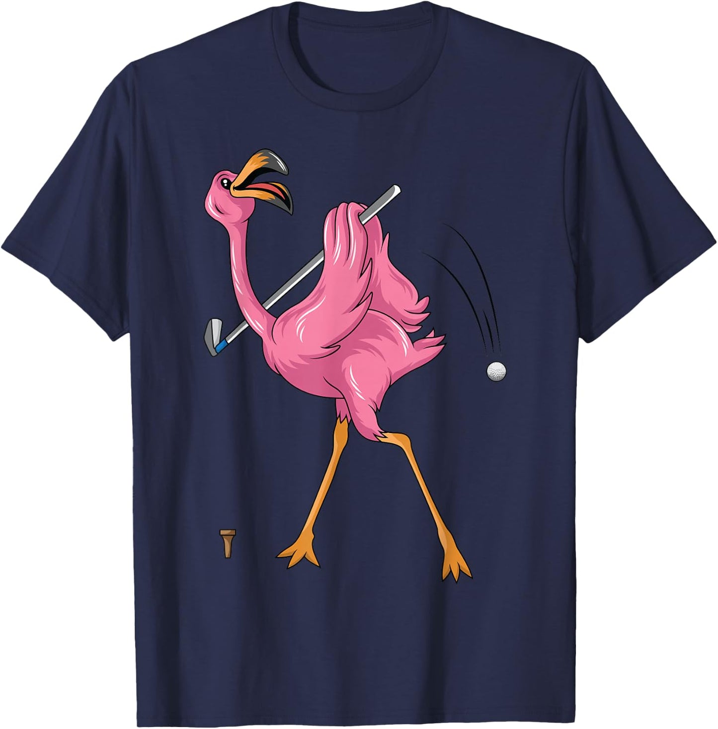 Funny Flamingo Golfing Flamingo Golf Flamingo Playing Golf T-Shirt - T-Shirt | Navy