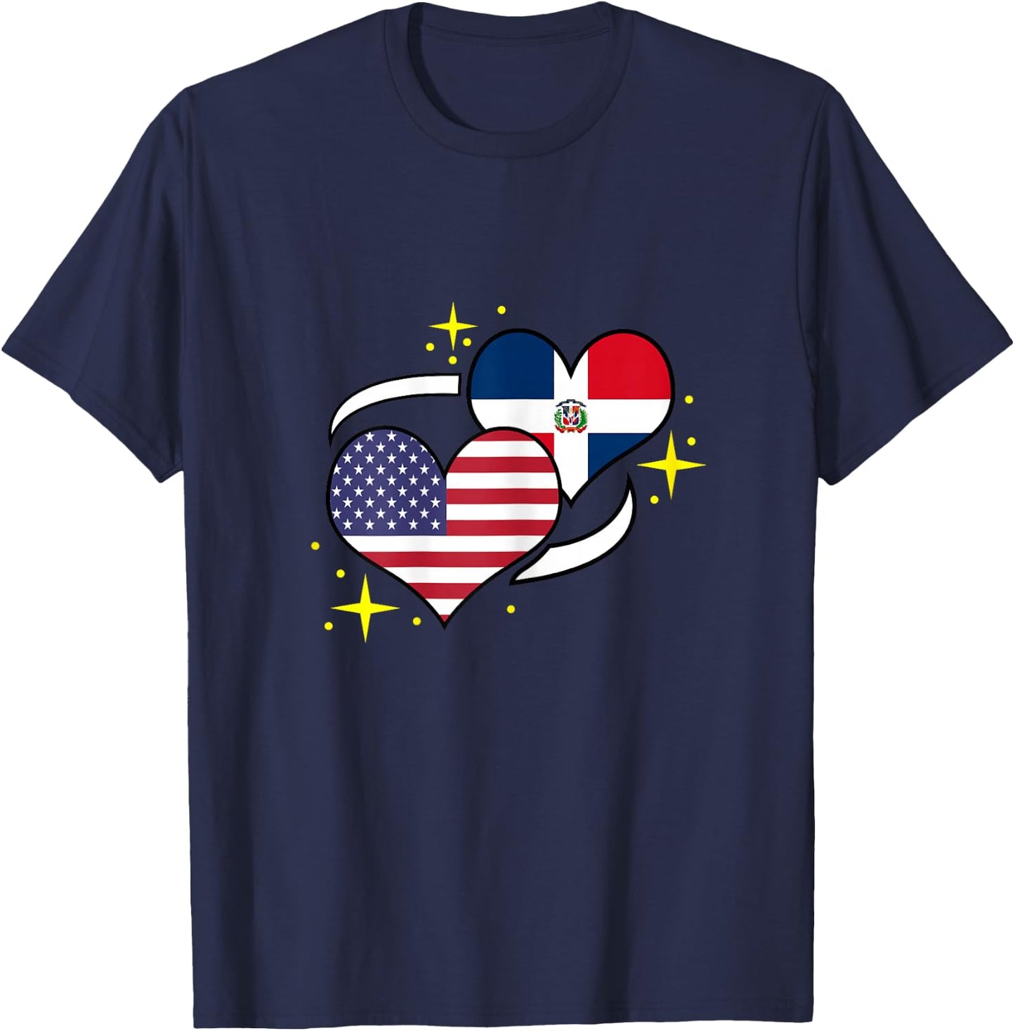 Dominican Republic American Flag Heart Dominican Women T-Shirt - T-Shirt | Navy