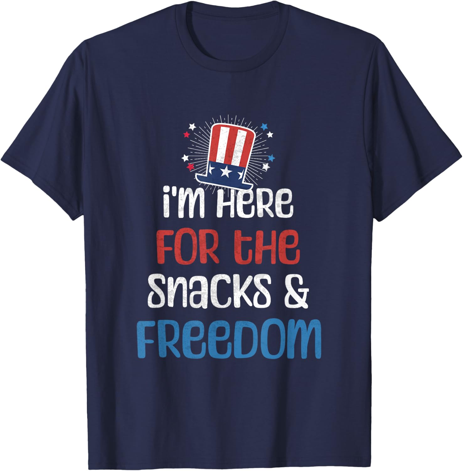 I'm Here For The Snacks & Freedom USA Funny 4th of July Kids T-Shirt - T-Shirt | Navy
