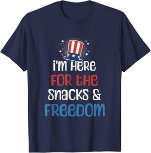 I'm Here For The Snacks & Freedom USA Funny 4th of July Kids T-Shirt - T-Shirt | Navy