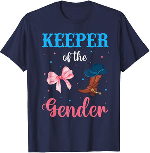Boots or Bows Gender Reveal Decorations Keeper of the Gender T-Shirt - T-Shirt | Navy