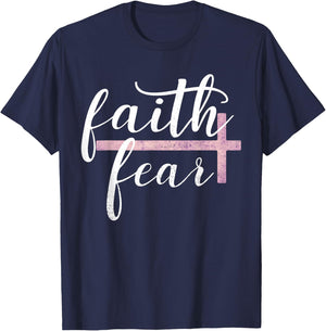 Faith Over Fear Inspirational Christian Gift Bible Quote T-Shirt - T-Shirt | Navy