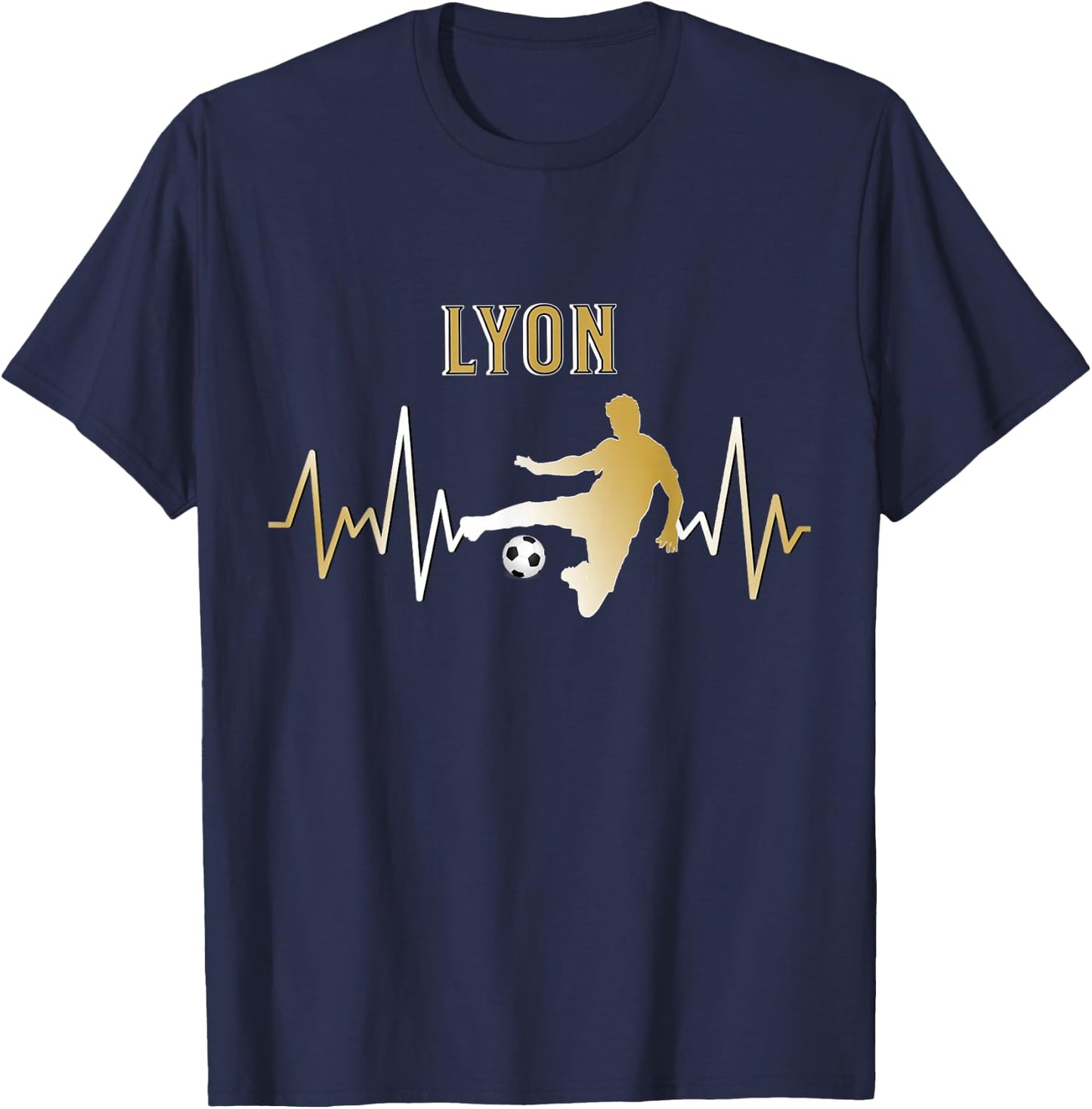 Gift Supporter Lyon Football Lyonnais , Black, S T-Shirt - T-Shirt | Navy