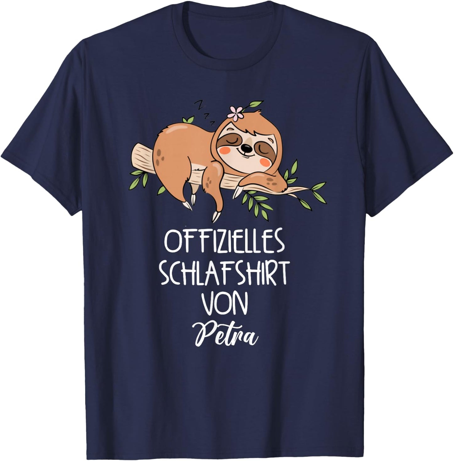 Official Sleep Shirt by Petra Nightdress Sloth , black T-Shirt - T-Shirt | Navy