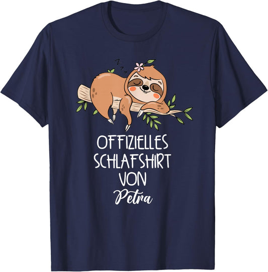 Official Sleep Shirt by Petra Nightdress Sloth , black T-Shirt - T-Shirt | Navy