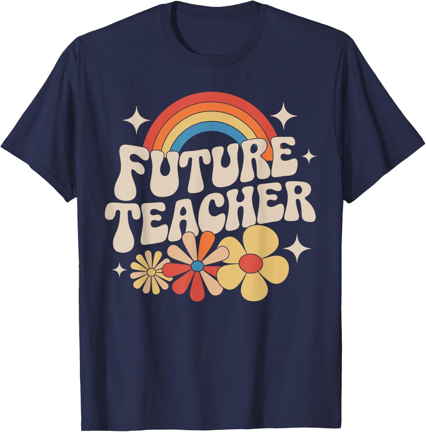 Future Teacher Kids Youth Girls Rainbow Pre-k Kindergarten T-Shirt - T-Shirt | Navy