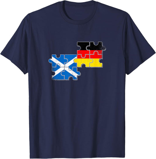 Scotland Germany Vintage Flag German Scottish , black T-Shirt - T-Shirt | Navy