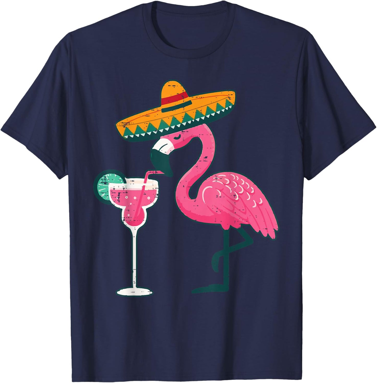 Mexican Flamingo Sombrero Cinco De Mayo Fiesta Women Men Kid T-Shirt - T-Shirt | Navy