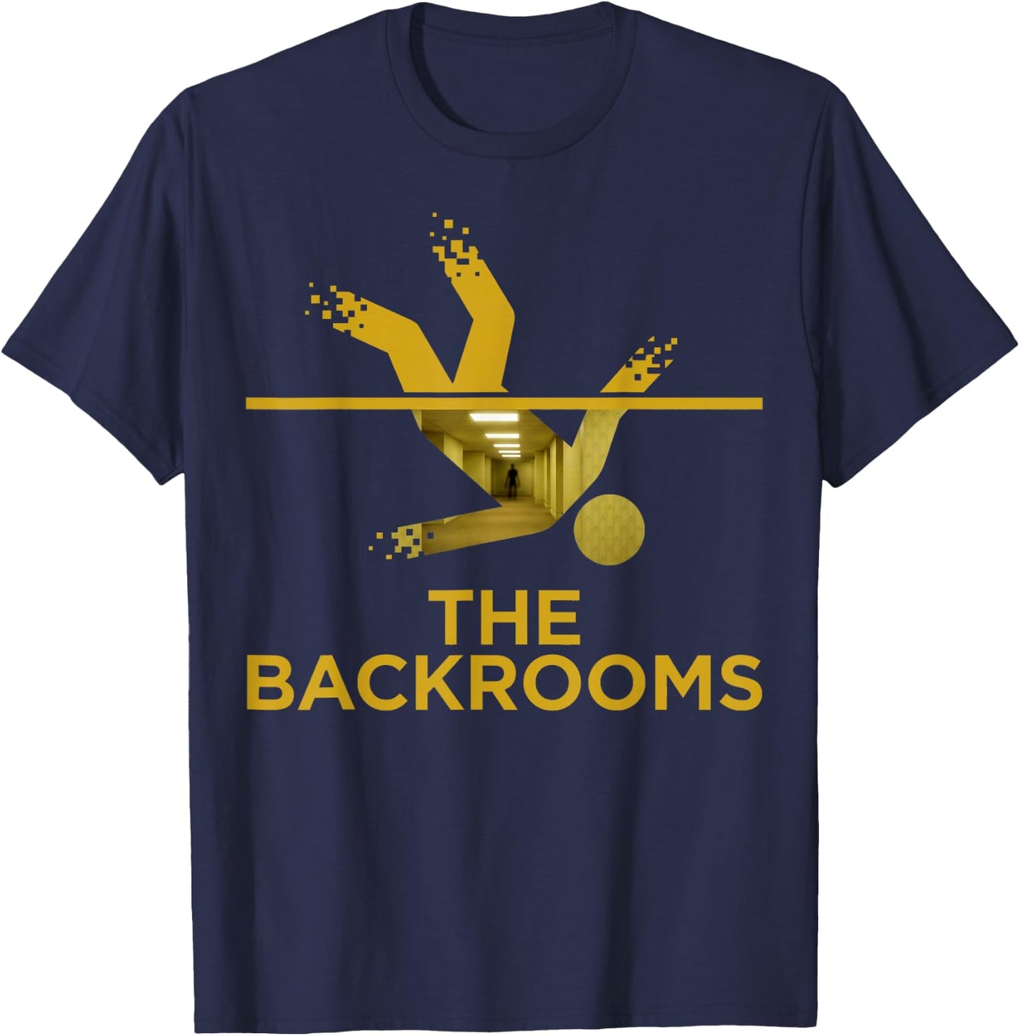 Falling Into The Backrooms Liminal Hallway T-Shirt - T-Shirt | Navy