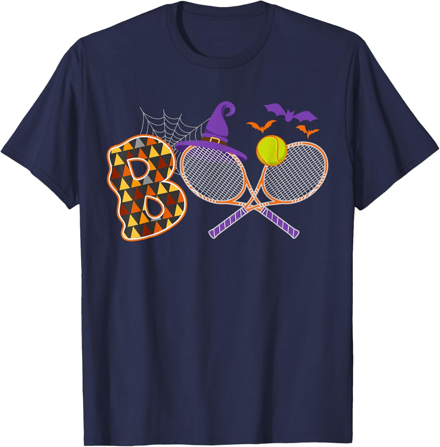 Boo Creepy Tennis Halloween Pumpkin Tennis Ball Costume T-Shirt - T-Shirt | Navy