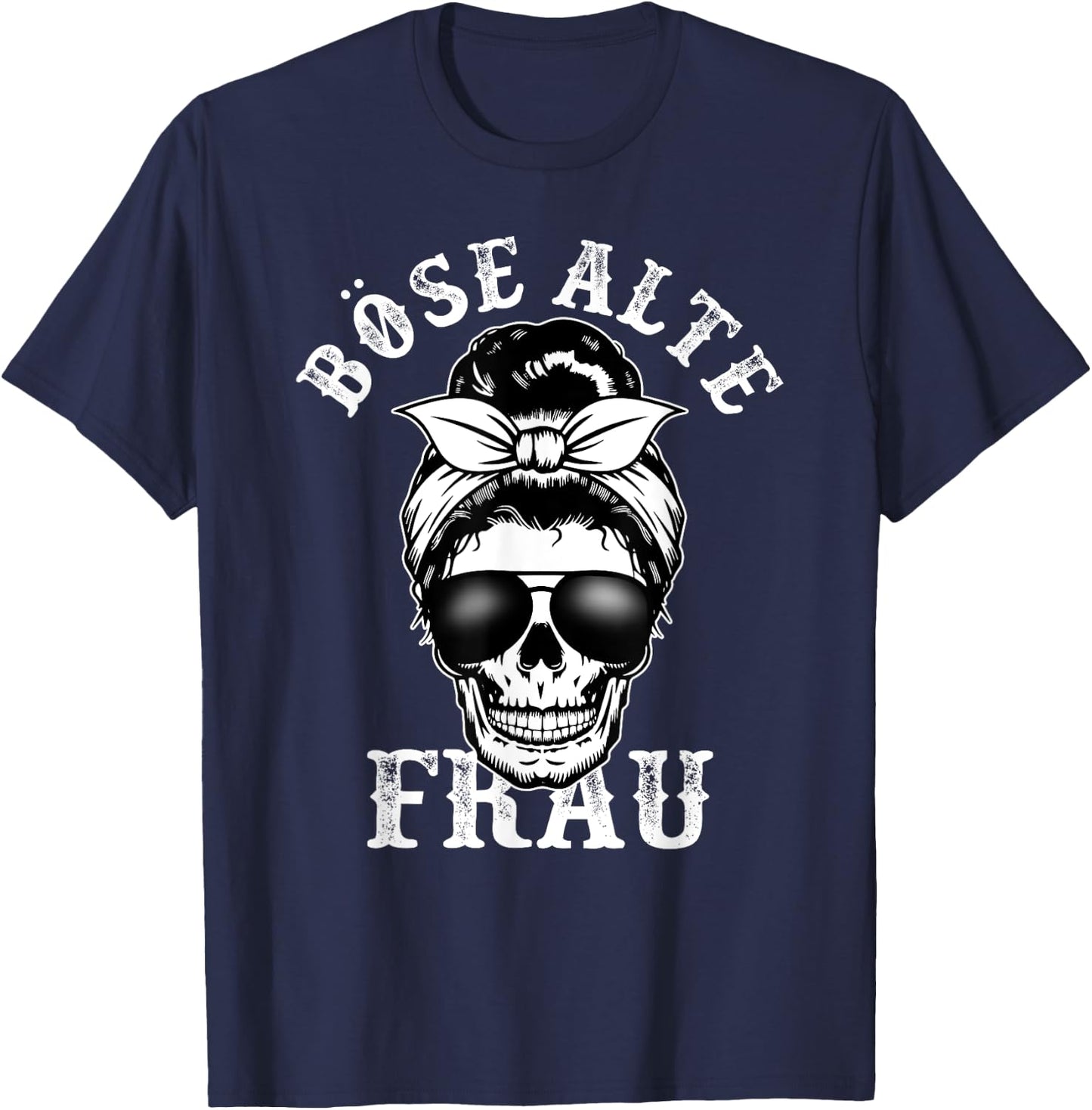 Böse Alte Frau unordentlicher Brötchenschädel T-Shirt - T-Shirt | Navy