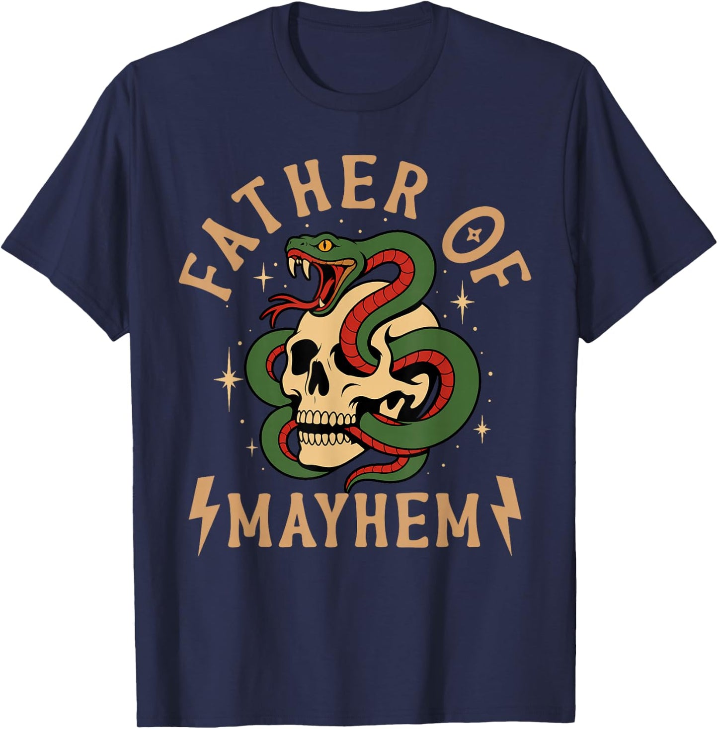 Father of Mayhem Funny Father's Day Matching Family Men Dad T-Shirt - T-Shirt | Navy