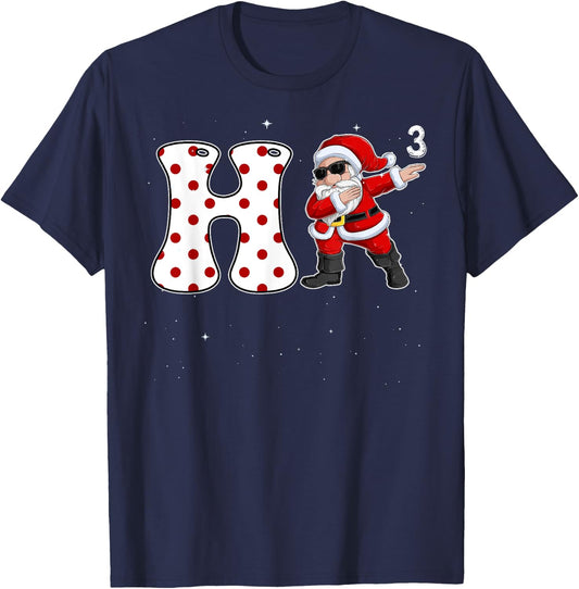 Ho cubbed Funny Christmas Dabbing Santa T-Shirt - T-Shirt | Navy