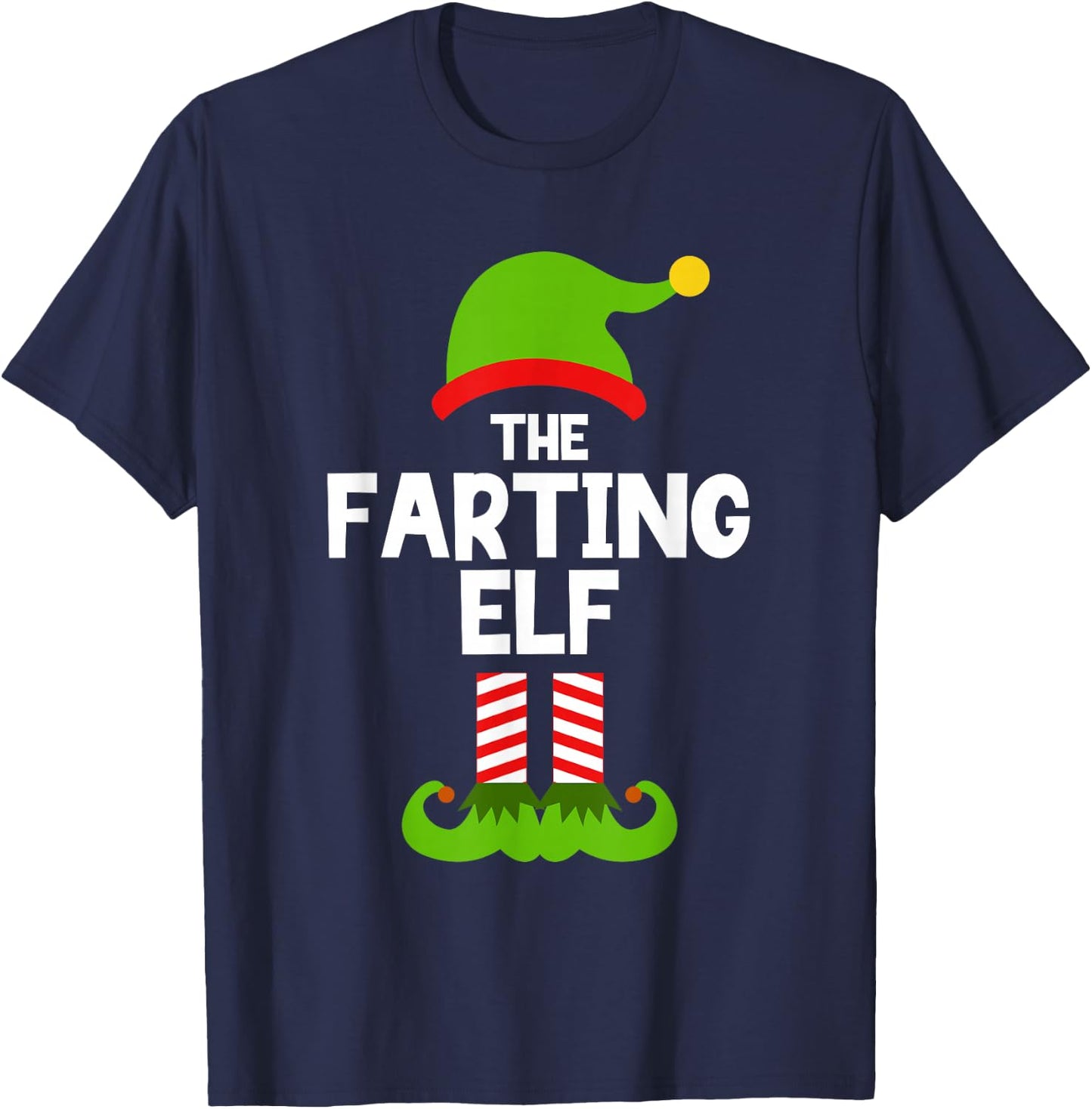 Funny The Farting Elf Christmas Family Party Pajama Fart T-Shirt - T-Shirt | Navy