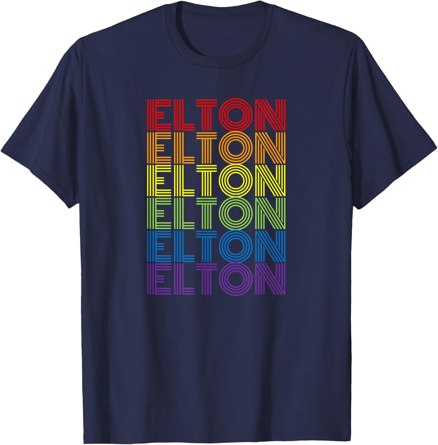 Retro Style Elton Rainbow T-Shirt - T-Shirt | Navy