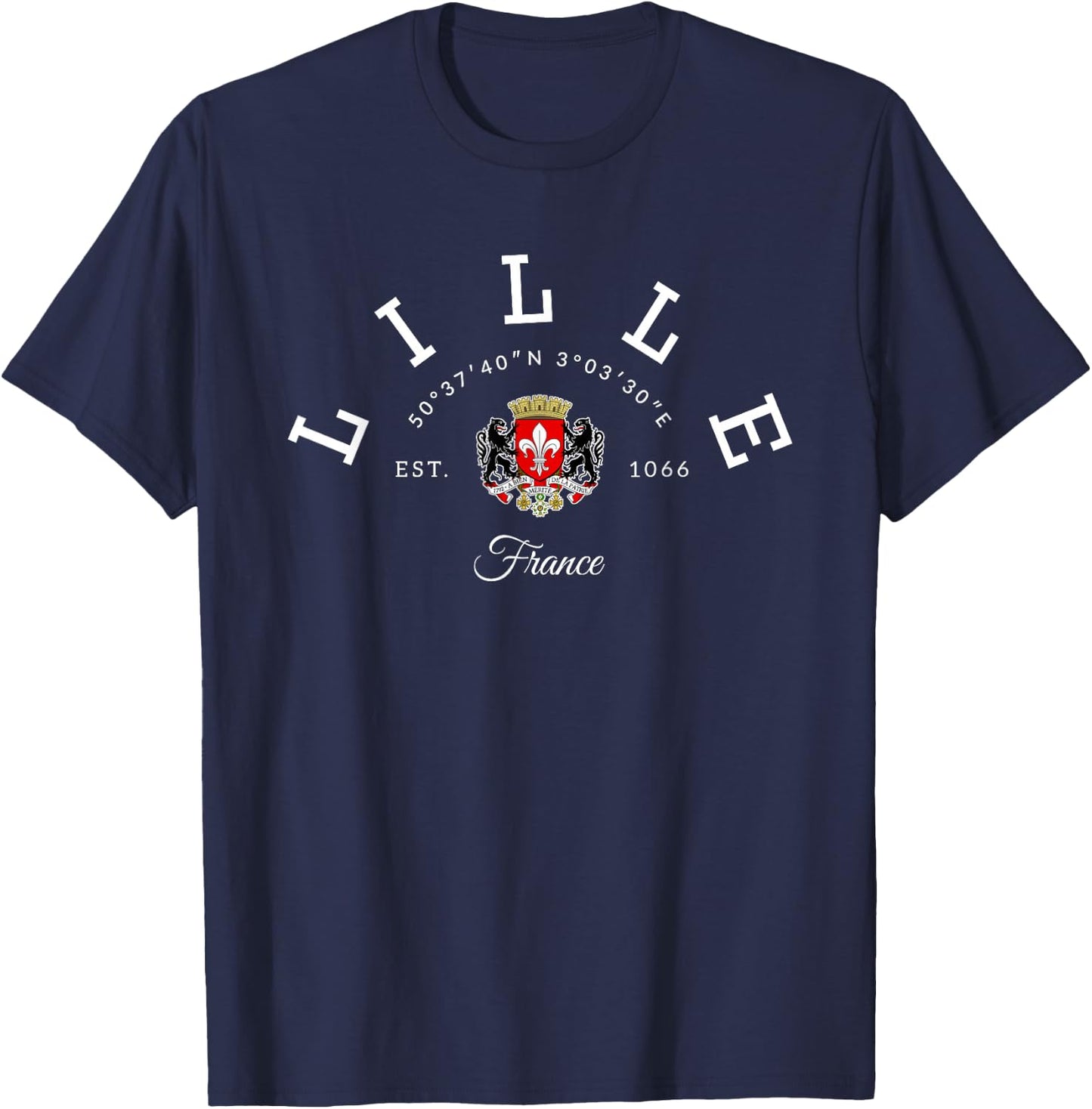 Lille France Souvenir Lille Gift Lille Fan Travel France , Black, S T-Shirt - T-Shirt | Navy