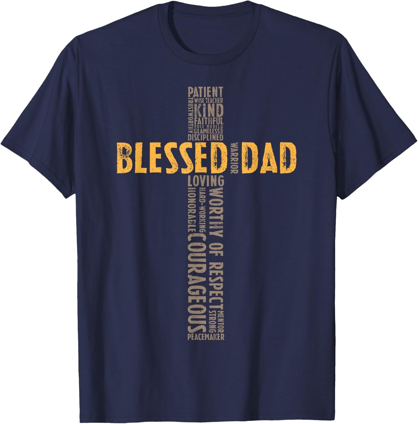 Father's Day Dad Husband Blessed Dad Christian T-Shirt - T-Shirt | Navy