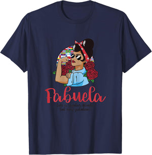 Fabuela Like a Regular Abuela But More Fabulous Messy Bun T-Shirt - T-Shirt | Navy