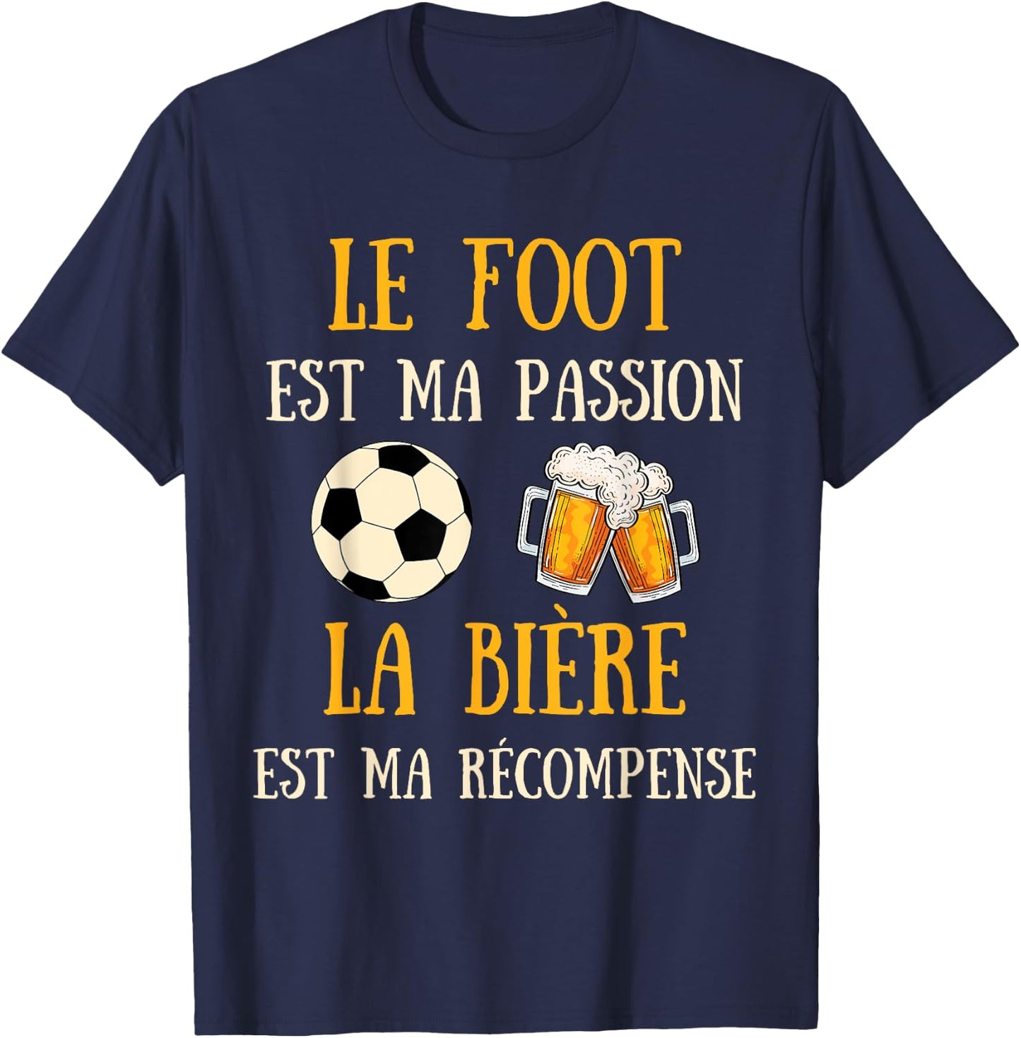 Men's Football Humour Football Gift Humorous Beer T-Shirt - T-Shirt | Navy