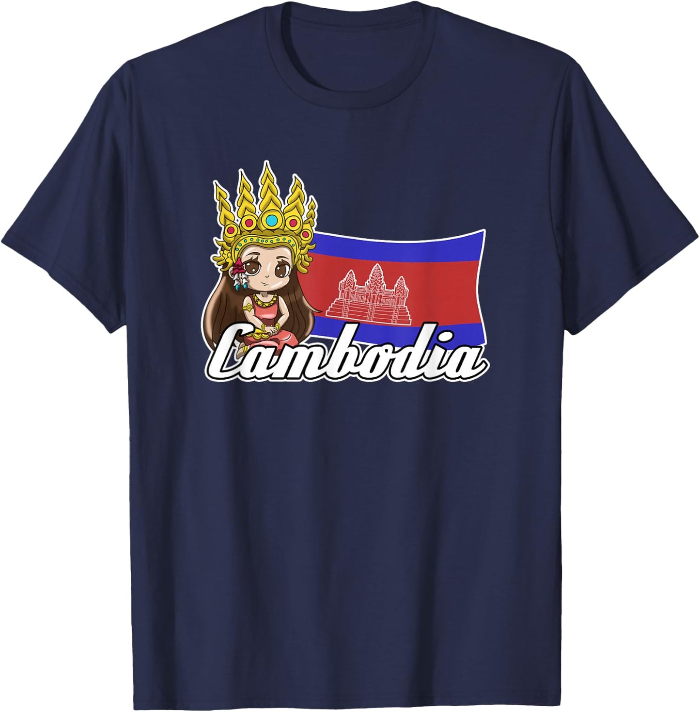 Cambodia Cambodian Flag Day Khmer Apsara Girl T-Shirt - T-Shirt | Navy