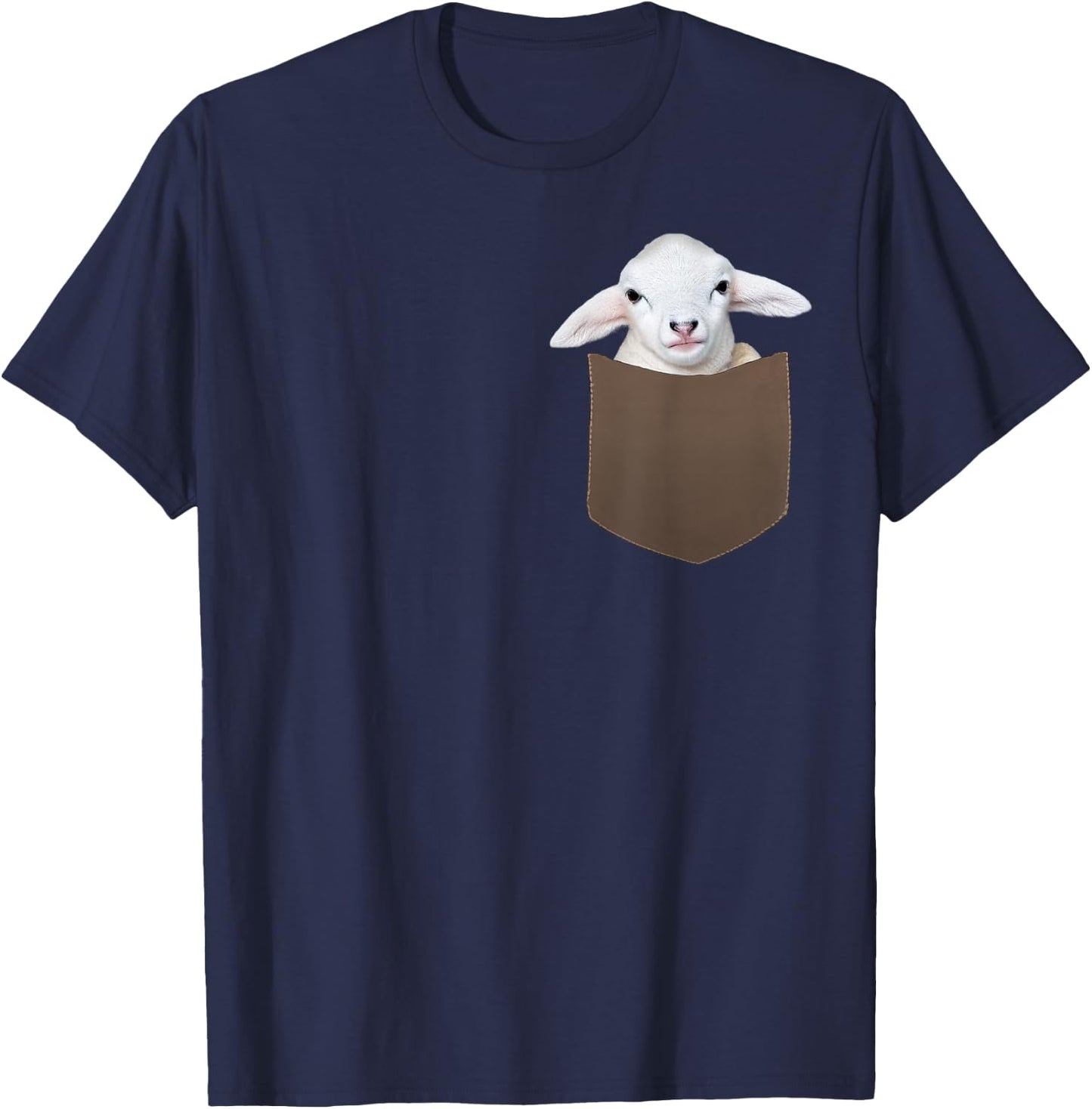 Cute Baby Lamb Shirt – Little Sheep with Soft Ears in Pocket T-Shirt - T-Shirt | Navy