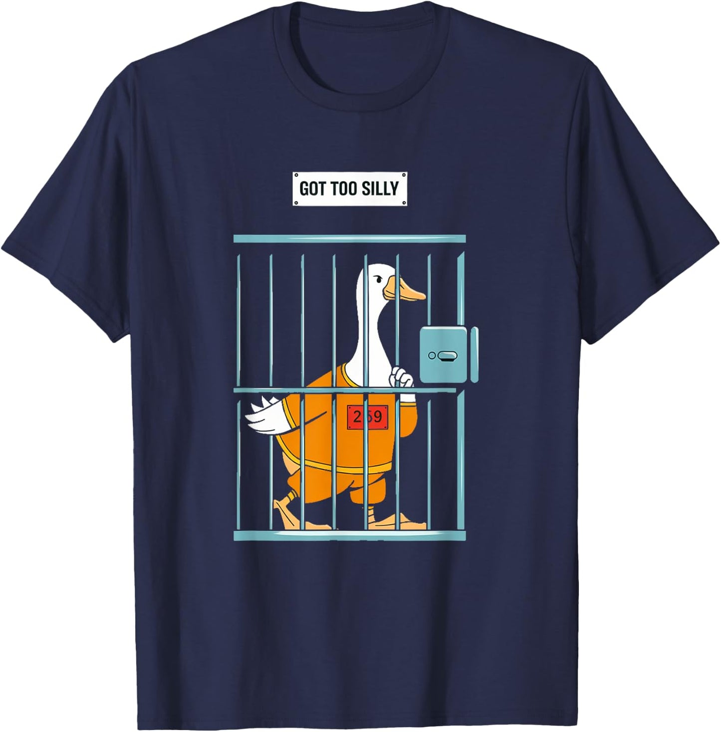 Got Too Silly Funny Goose - Funny Goose Jail Bird T-Shirt - T-Shirt | Navy