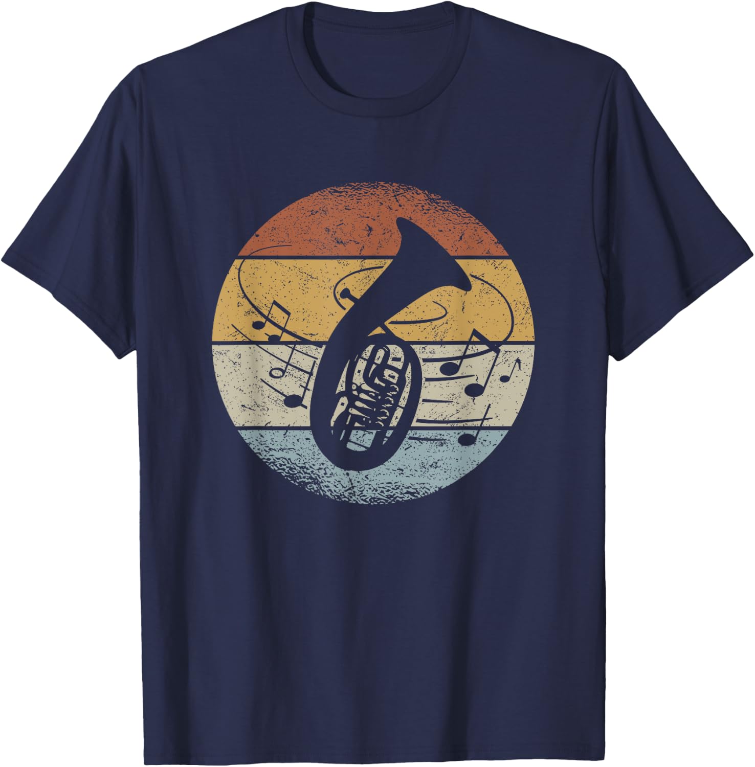 Tenor Hornist Orchestra Musician Notes Retro Tenor Horn , black, s T-Shirt - T-Shirt | Navy