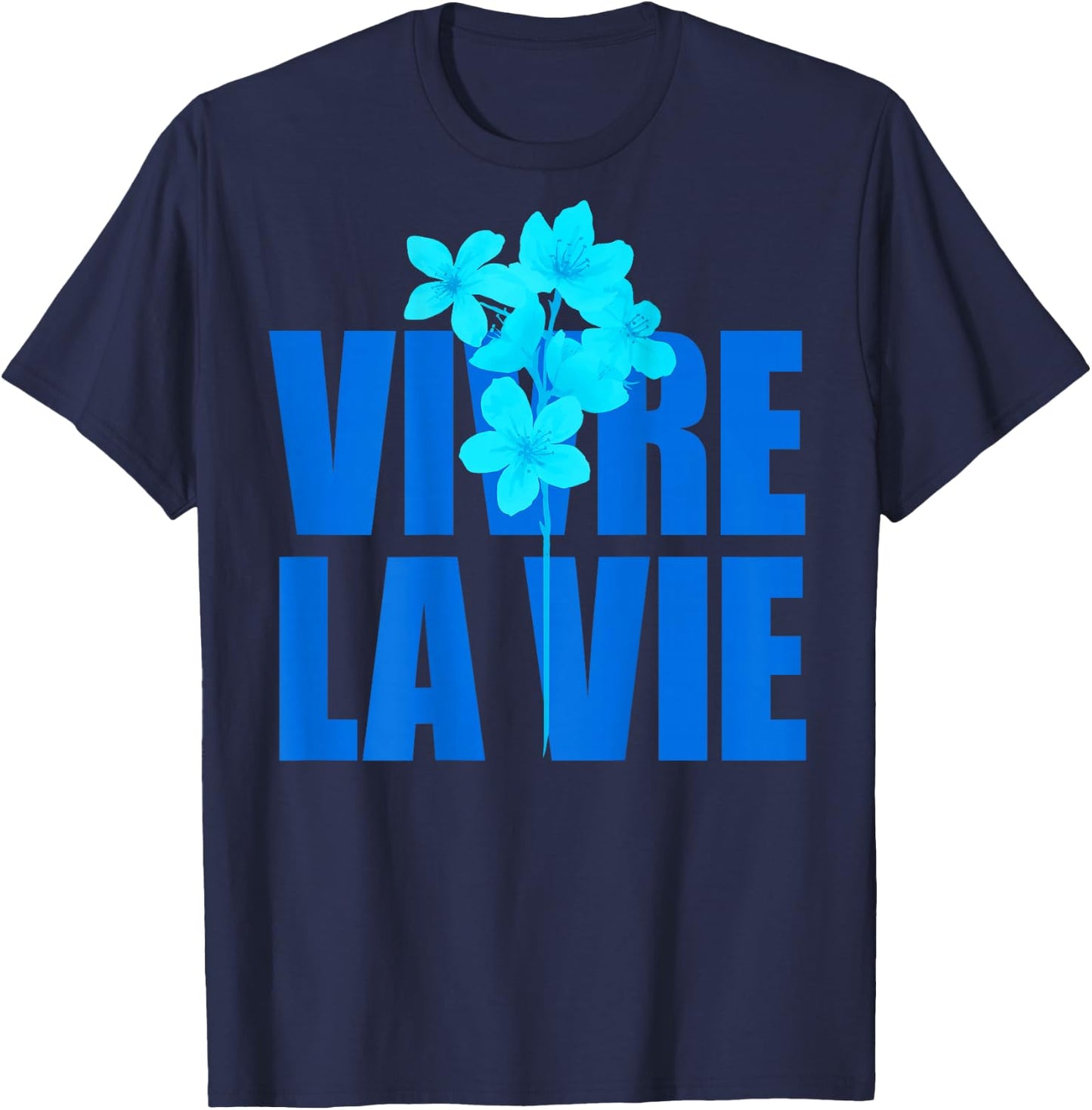 VIVRE LA VIE X LIVELIFE Clo. Lebe dein Leben - Backprint , black T-Shirt - T-Shirt | Navy