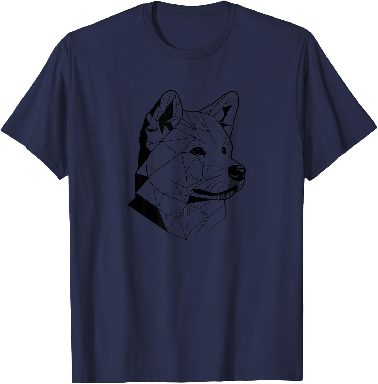 Geometric Line Art Akita Inu Akitas T-Shirt - T-Shirt | Navy