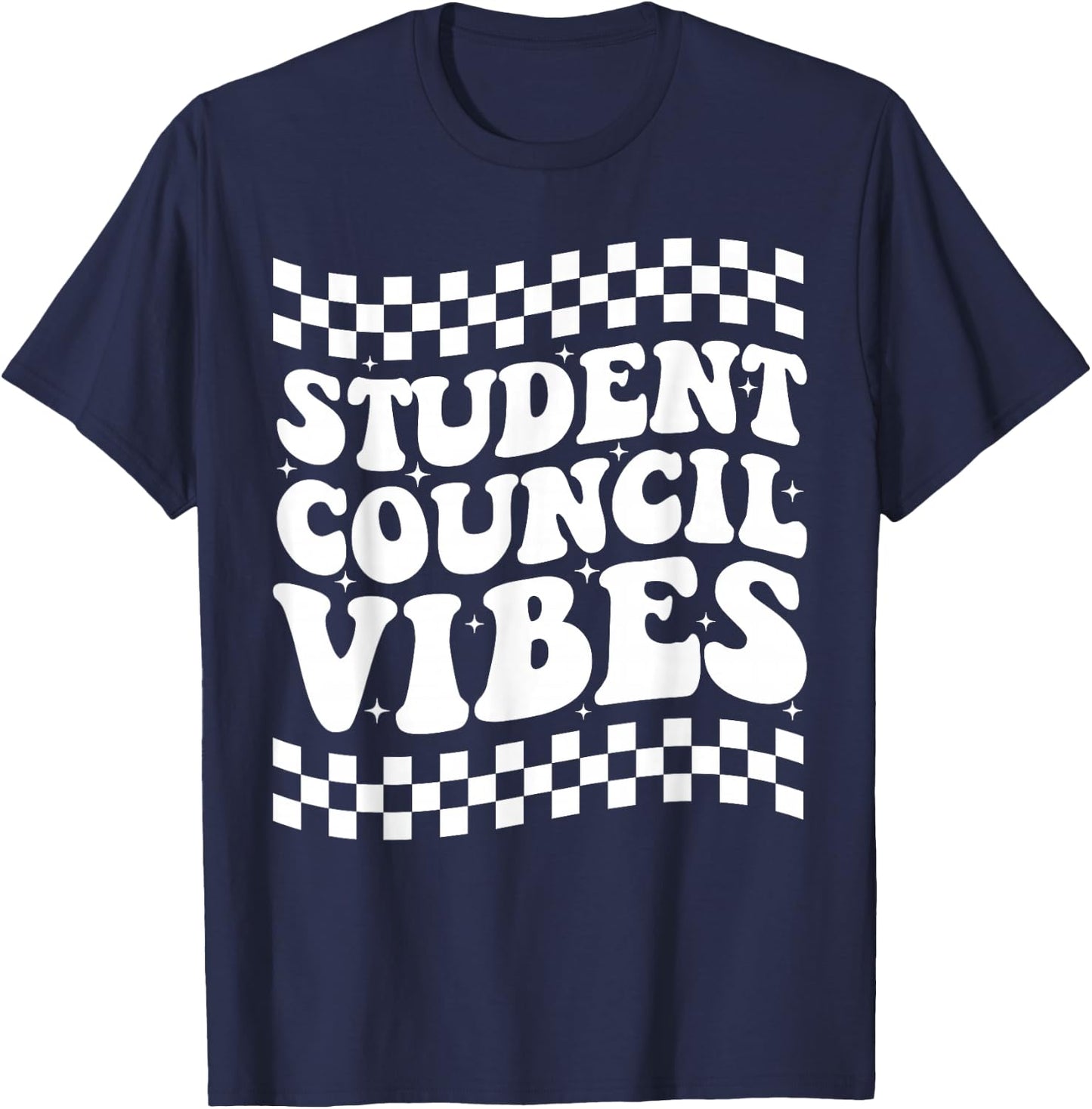 Student Council Vibes Retro Groovy School Student Council T-Shirt - T-Shirt | Navy