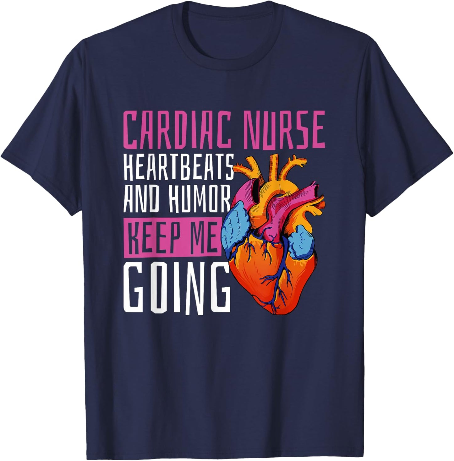 Cardiac Nurse Cardiology T-Shirt - T-Shirt | Navy