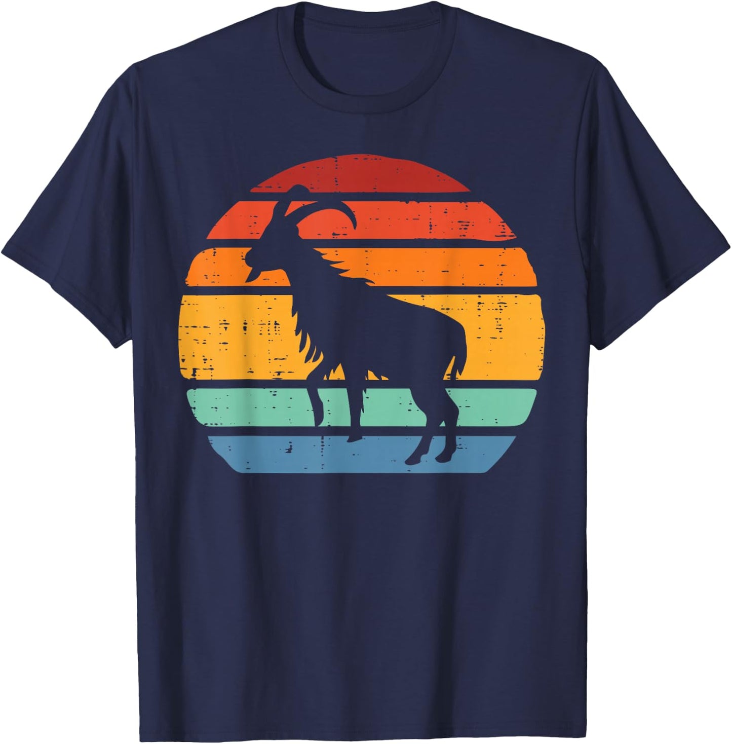Goat Silhouette Sunset Retro Livestock Farmer Men Women Kid T-Shirt - T-Shirt | Navy
