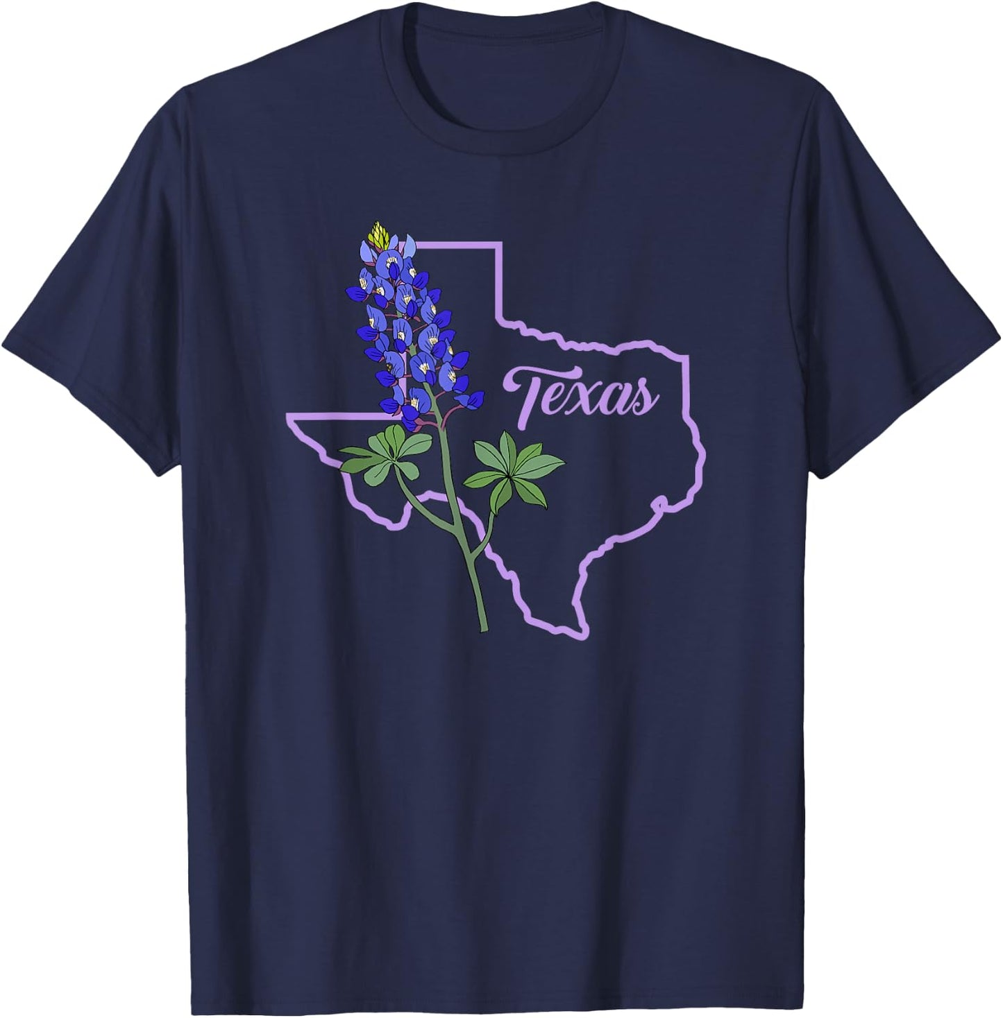 Texas Bluebonnet Flower T-Shirt - T-Shirt | Navy