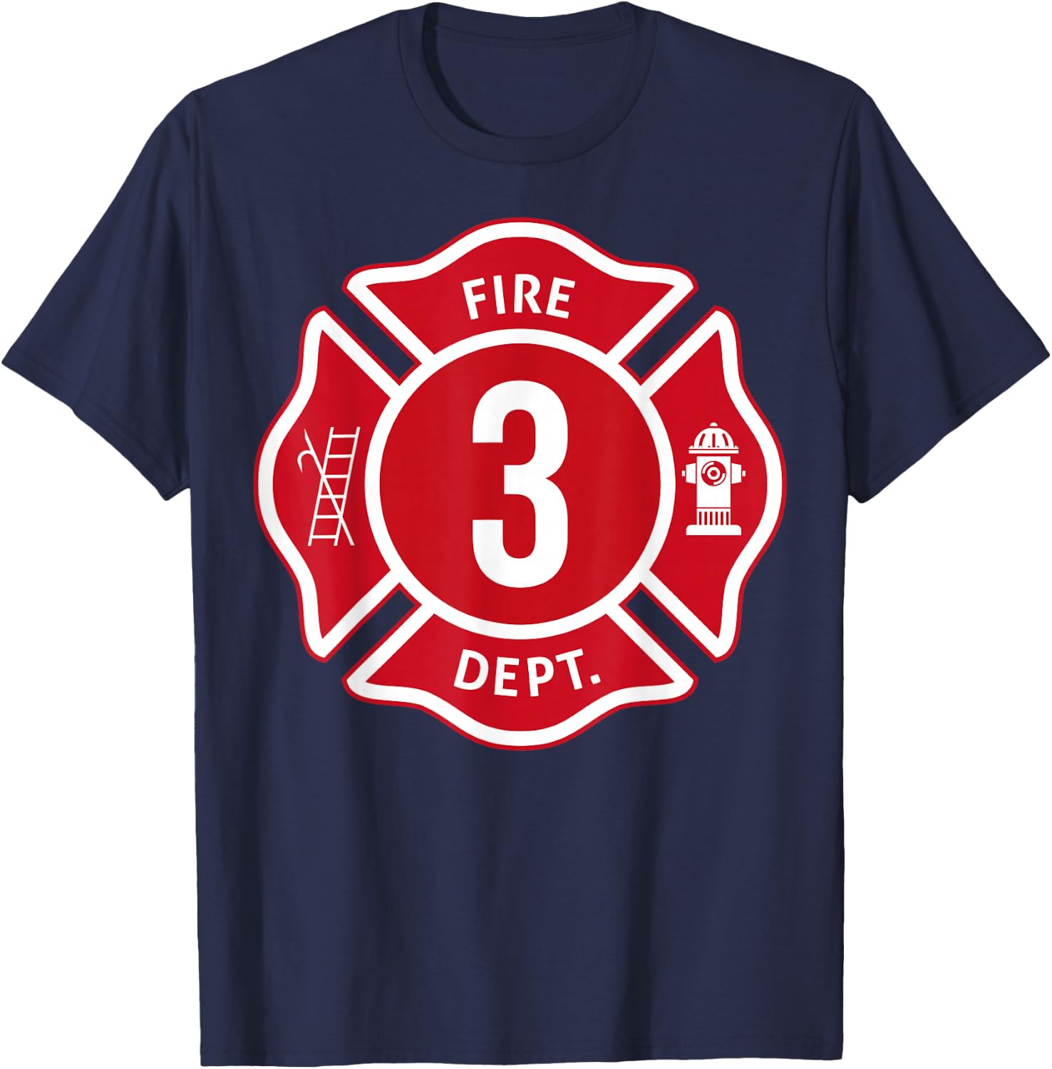 Kids Fire Truck 3rd Birthday Boy Firefighter 3 Year Old T-Shirt - T-Shirt | Navy
