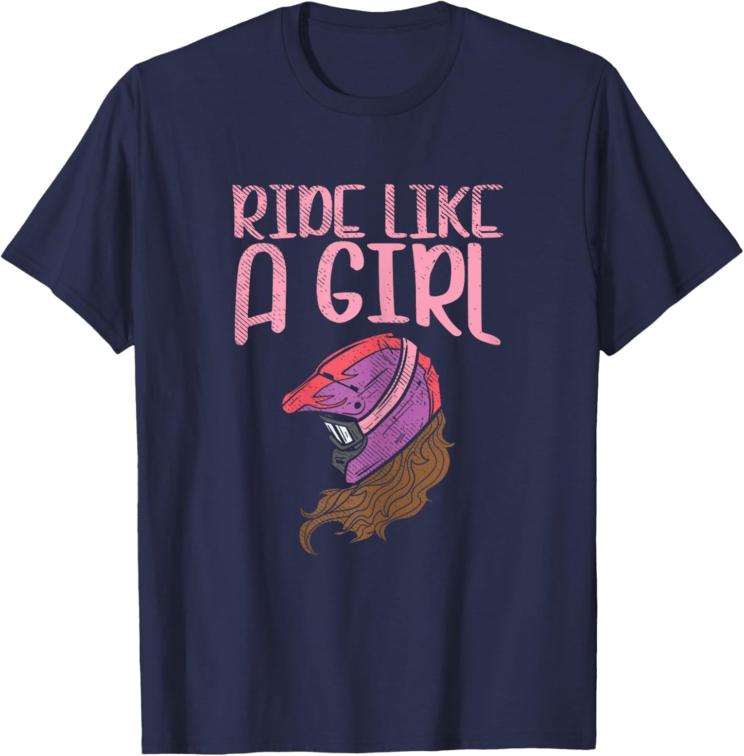 Ride Like A Girl Motocross Dirt Bike Motorcycle Racing Gift T-Shirt - T-Shirt | Navy