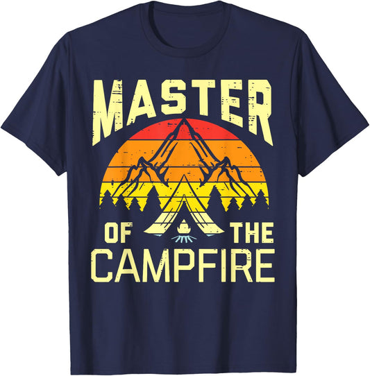 Master Of Campfire Camping Retro Camper Women Men Kids Girls T-Shirt - T-Shirt | Navy